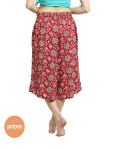 Pantalones de algodón hasta la rodilla para mujer, pantalón CAPRI PALAZZO, pantalón corto, Rojo - Product Image 1