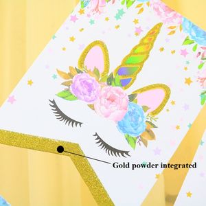 Fournitures de fête <span class=keywords><strong>licorne</strong></span> assiettes bannières et ballons pour douche de bébé filles anniversaire création <span class=keywords><strong>licorne</strong></span> thème gâteau <span class=keywords><strong>table</strong></span> décor de fête - Product Image 6