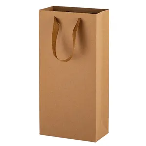 热卖批发时尚礼品袋简洁风格商务纸袋个人印刷标志豪华葡萄酒纸袋