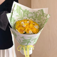Kertas Pembungkus Bunga Xihuanong Yuyin Paper Lily Spring Waterproof OPP, Lembaran Buket Buatan Tangan, Perlengkapan Grosir Florist