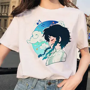 Ecowalson Custom Genshin Impact T-shirt Vrouwen Hot Game Grafische Tees Unisex Kawaii Zomer Tops Harajuku Cartoon Hu Tao T-shirt F