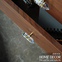 Poignées de meuble JAYA en cristal facetté, boutons hexagonaux en laiton à trou unique pour cuisine, armoire, tiroir, mobilier