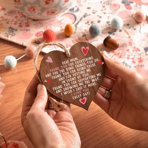 Plaque en bois en forme de cœur en contreplaqué de peuplier, artisanale, style rustique, pour décoration et cadeau de la Saint-Valentin - Product Image 3