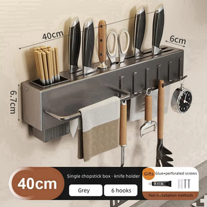Organizador de Cocina Multifuncional, Ecológico, Duradero, Impermeable, de Acero Inoxidable, No Plegable, Montado en la Pared, Desmontable - Product Image 4