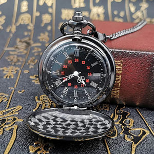 Montre de poche à quartz vintage steampunk antique avec chiffres romains, boîtier doré, collier pendentif, chaîne, pour homme et femme - Product Image 3