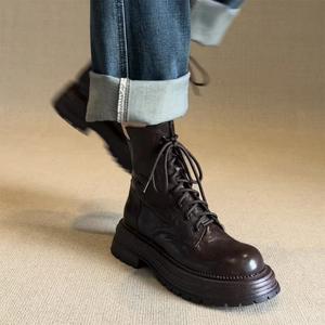 <span class=keywords><strong>Botines</strong></span> de Moda <span class=keywords><strong>para</strong></span> <span class=keywords><strong>Mujer</strong></span>, de Cuero Genuino, Tacón Grueso, Punta Redonda, Tallas Grandes, Suela Gruesa, Zapatos <span class=keywords><strong>para</strong></span> Caminar, <span class=keywords><strong>para</strong></span> Oficina y Universidad - Product Image 6