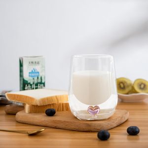 Verres réutilisables isolés en gros d'usine 8oz faits à la main clair Double paroi en verre 250ml coeur Cappuccino tasses à café et tasses - Product Image 5