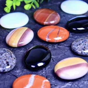 Shungite Crystal Healing Gemstone - Smooth Polished Flat Worry Stone For EMF Protection