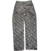 <span class=keywords><strong>Jeans</strong></span> Designer Personalizzati con Lavaggio <span class=keywords><strong>Stone</strong></span>, Design Strappato, Pantaloni Hensim, <span class=keywords><strong>Jeans</strong></span> Casual Dritti con Stampa Logo Completa, Pantaloni in Denim - Product Image 2