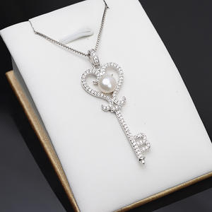 Colgante de Llave de Plata S925 Wenchi, Accesorio de Joyería DIY con Perla, Colgantes Finos Semiterminados, Dijes 770 - Product Image 1