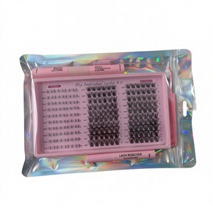 Kit d'extensions de cils individuels en grappes, logo personnalisé, style fluffy, fait main, segmenté, 100D <span class=keywords><strong>200D</strong></span>, cils en grappes moelleux, style doux - Product Image 6