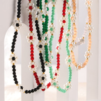 Collier ras du cou multicolore en pierres naturelles et perles de coquillage pour femme, en acier titane plaqué or, style Dopamine