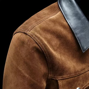 NAFA Customize Best Material Premium Loose <strong>Suede</strong> Goat Skin <strong>Leather</strong> <strong>Jacket</strong> for Male Outer Wear - Product Image 3