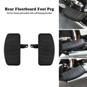 Repose-pieds arrière pour passager, plateforme large réglable, noir chromé, paire pour Harley Sportster XL Dyna Softail Touring - Product Image 1