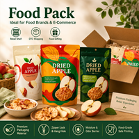 Op maat gedrukte matte Mylar stand-up pouch met hersluitbare ziplock voor diepvriesgedroogd fruit, appelchips, groentechips en snacks.