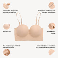 Soutien-gorge bustier push-up invisible à armatures pour femme, grande taille, sans bretelles, pour le quotidien et les mariages