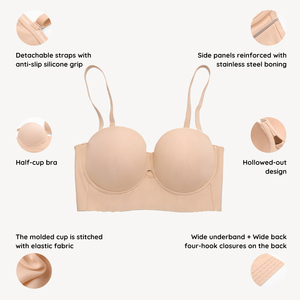 Soutien-gorge <span class=keywords><strong>bustier</strong></span> push-up invisible à armatures pour femme, <span class=keywords><strong>grande</strong></span> <span class=keywords><strong>taille</strong></span>, <span class=keywords><strong>sans</strong></span> bretelles, pour le quotidien et les mariages - Product Image 4
