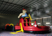Desain baru komersial permainan olahraga luar ruangan kreatif balon kartun rintangan Anak Permainan pantul dengan Blower