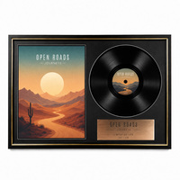 Boîte de présentation 3-en-1 pour objets de collection musicaux, cadre noir et or, pour œuvres d'art d'album, disque vinyle, plaque personnalisée, prête à accrocher au mur, coffret cadeau
