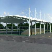 Toit sportif en membrane tendue certifiée pour charges de neige, en tissu PVDF, pour terrains de jeux multifonctions extérieurs