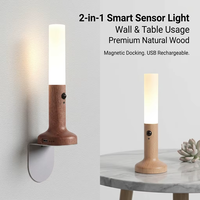 Lampu Malam Sensor Gerak Kayu Isi Ulang dengan Magnet LED Lampu Dinding Putih Hangat untuk Kamar Tidur Tangga Pintu Masuk