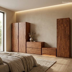 Armario Modular Individual SINTERIOR de Madera Maciza de Acacia, Organizador de Ropa Independiente, Armario Alto de Madera para Dormitorio - Product Image 1