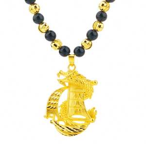 Collier tête de dragon dominatrice de voile lisse dorée transfrontalière de Dubaï en laiton plaqué <span class=keywords><strong>Panlong</strong></span> pour hommes et femmes - Product Image 5