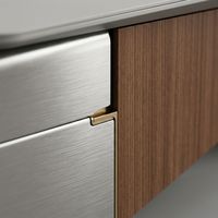 Bureau de direction haut de gamme en placage de noyer, grand bureau moderne pour PDG avec armoire latérale en L et rangements