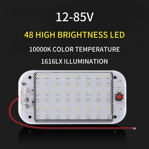 Luces de Lectura Ultrafinas Blancas de 6000k DC12-85V para Automóvil, 48 LED, Lámpara de Lectura Interior para Techo de Automóvil, Camioneta, RV, Van - Product Image 5