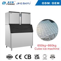 Máquina de Hielo en Cubos Comercial de 650 kg/860 kg, Totalmente Automática, de Acero Inoxidable SUS304, para Restaurantes de Mariscos y Mercados de Pescado