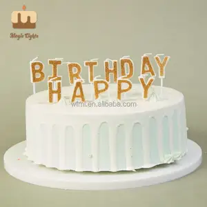 ECO Friendly Factory Price Paraffin Wax Gold Silver Colorful Letter Shaped Happy Birthday Gift Cake Party Candles In Bulk