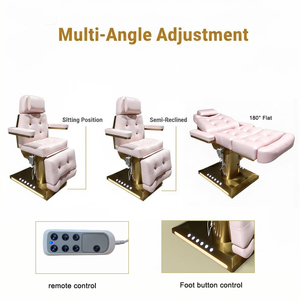 Table de massage électrique pour <span class=keywords><strong>cils</strong></span>, lit de beauté avec base dorée en acier inoxydable, chaise de beauté OEM, table de massage électrique pour spa, salon de beauté, soins du visage et <span class=keywords><strong>cils</strong></span> - Product Image 3