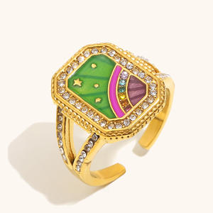 D1-146 hongtong PVD แหวนชุบทอง18K ทำจากสเตนเลสสตีลสวยเกินจริงน่ารักละเอียดอ่อนขายดี - Product Image 6