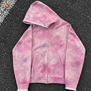 Sudadera con capucha de algodón pesado con logo personalizado, estilo streetwear, sin impuestos en EE. UU., con lavado ácido vintage y efecto desgastado por el sol. - Product Image 4