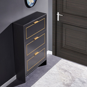 <span class=keywords><strong>Zapatero</strong></span> plegable moderno de puerta gris, frontal, Vestíbulo y hall de entrada, estante de gran capacidad, simple y elegante - Product Image 4