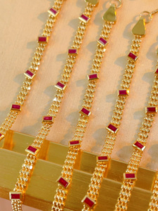Xinfly Solid 18K Gold <b>Ruby</b> <b>Bracelet</b> Low MOQ 1pc Ready to Ship Everyday Wear Fine Jewelry for Women - Product Image 4