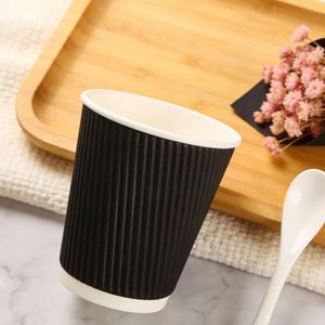 แก้วกาแฟกระดาษสีดำคลาสสิกแบบมีซี่โครงแนวตั้งและฉนวนกันความร้อน - Product Image 6