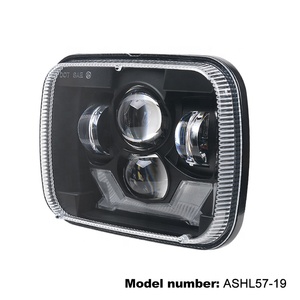 Phare LED 5x7 7x6 pouces avec feux de jour et clignotants, double projecteur, 85W, homologué DOT pour véhicules tout-terrain <span class=keywords><strong>4x4</strong></span>, camions et SUV - Product Image 2