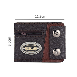 <span class=keywords><strong>Portafoglio</strong></span> da <span class=keywords><strong>uomo</strong></span> con <span class=keywords><strong>cerniera</strong></span> a doppio pulsante con Logo personalizzato, <span class=keywords><strong>portafoglio</strong></span> pieghevole alla moda - Product Image 3