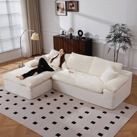 Sofá Modular Moderno Comprimido en Caja, Sofá Seccional en Forma de Nube, Chaise Longue en Forma de L Convertible, Sofá Cama Tapizado sin Estructura