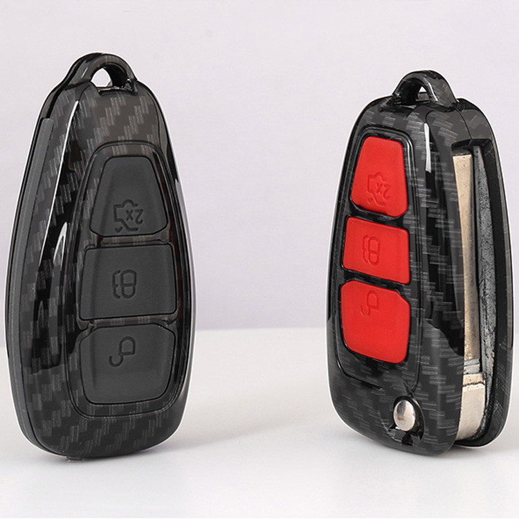 Cover Chiave Auto In Fibra Di Carbonio Per Ford Focus, Fiesta, Kuga - Effetto Fluorescente, Alloy Di Zinco - Foto 4