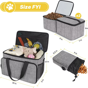 Ensemble de 4 sacs de voyage pour chien avec fermeture éclair, comprenant 1 sac de rangement et 2 sacs simples pour les voyages de week-end - Product Image 5