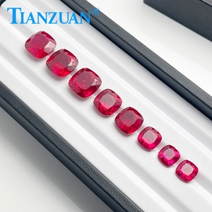 Tianzuan Lab Grown <span class=keywords><strong>Ruby</strong></span> Gemstone Forma de cojín Corte natural <span class=keywords><strong>5</strong></span> # Color rojo Piedra de rubí artificial con inclusiones piedra suelta - Product Image 2