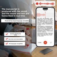 Mini Enregistreur Vocal IA avec Modèle GPT WAV A3, Double Bouton Vertical en Alliage d'Aluminium USB 3.0 pour Réunions Téléphoniques et Notes