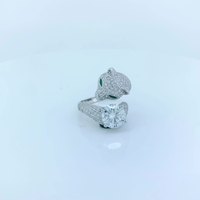 Nouvelle bague réglable en forme de léopard à la mode D couleur 2 carats bague Moissanite verte pour les femmes occasion de fête de fiançailles