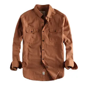 custom High Quality Casual 100% Cotton Workwear Spread Collar Button Up Cotton Short Sleeve Shirt for Men