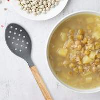 Utensilios de Cocina, Juego de 5 Piezas de Nylon y Madera con Espátula Resistente al Calor, Cucharas y Cucharón para Sopa