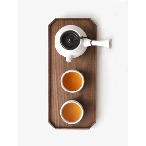 Solid Wood <b>Tea</b> <b>Tray</b> Natural Walnut Wood Single Layer Japanese Minimalist Serving <b>Tray</b> For Residential Use - Product Image 4