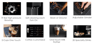 Machine à café automatique expresso programmable à affichage de 7 pouces cafetière électrique en mousse de lait Cappuccino Latte à une touche - Product Image 3