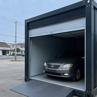 Garage préfabriqué en conteneur, hangar de stockage en acier, porte à enroulement, unité d'entrepôt modulaire, garage portable pour voiture